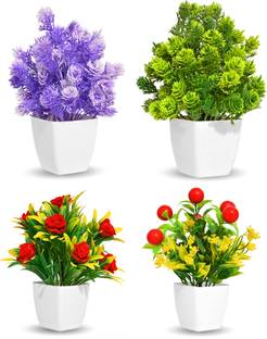 S-Biv Artificial Flower With Pot For decoration Multicolor Wild Flower Artificial Flower  with Pot