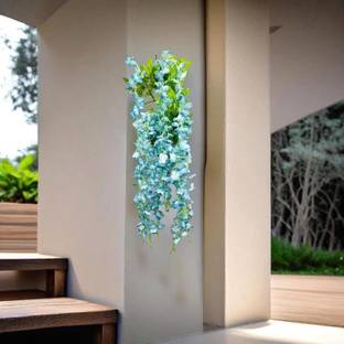 Akaar Akaar Green Blue Pack Of 4 With Pot Blue Westeria Artificial Flower  with Pot
