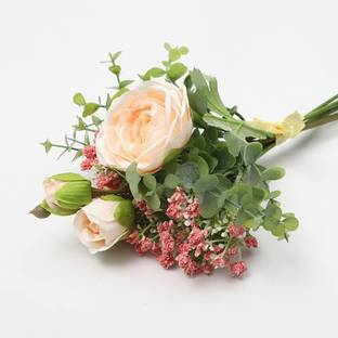 HomeXO Artificial Plants Flowers,Flower Fake Rose Flower Arrangement Rose Home (Pink) Pink Rose Artificial Flower