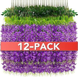 well art gallery Well Art Gallery Artificial Flower Wisteria Hanging Vine for Home Decoration Purple Westeria Artificial Flower