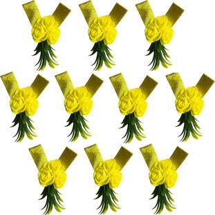 Akp Set of 10 Decorative Artificial Gift Flower Hamper for gifting items Yellow Rose Artificial Flower