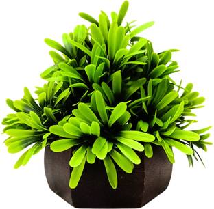 fancymart Artificial Green Leaves Plant Green, Brown Wild Flower Artificial Flower  with Pot