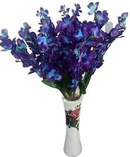 DNEnterprises Artificial Blue Orchid Flower Sticks for Home Decoration(10 Sticks) Blue Orchids Artificial Flower
