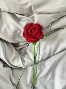 Armore Handcrafted Crochet Rose Flower Power - Red Rose Artificial Flower