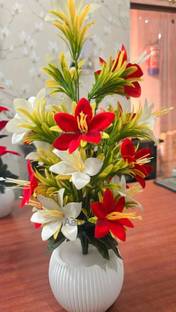AartPush premium quality artificial lily flowers for decoration Multicolor Lily Artificial Flower  with Pot