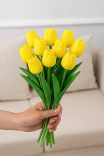 Ikko Tulip - Bunch for Vase Pot Home Decorations Yellow Lily Tulips Yellow Tulips Artificial Flower