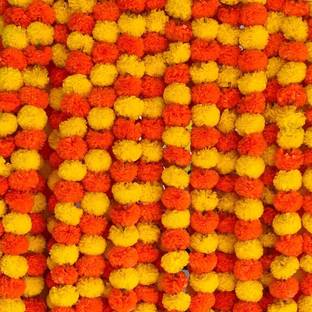 OUTRANK Artificial flowers Home Decoration Diwali puja Temple Multicolor Marigold Artificial Flower