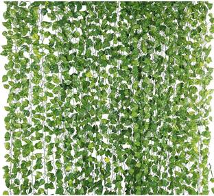 HYPEBEAST 8ft Set of 3 Artificial Money Plant Vine,For|Home|Wall|Office|Garden|Decoration Green Hibiscus Artificial Flower