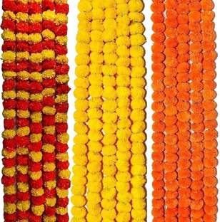Newville 15 PC Combo Home Decoration Diwali puja Temple Multicolor Marigold Artificial Flower