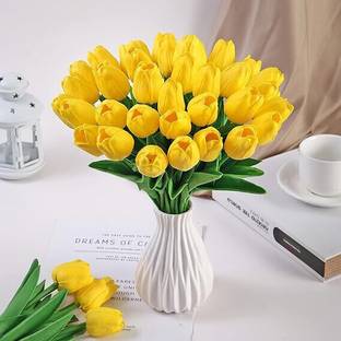 Lavidi TUL0911 Yellow Tulips Artificial Flower