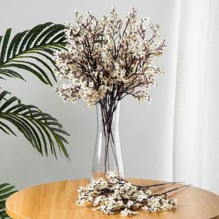 BS AMOR Artificial Flowers Gypsophila Bouquet Bulk Real Touch Faux Silk Flower for Vase White Pear Blossom Artificial Flower