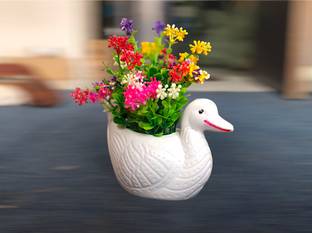zonezer 1 artificial multicolour duck pot flower plant for home decoration. Multicolor Sunflower Artificial Flower  with Pot