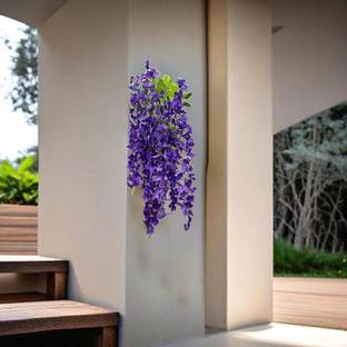 Akaar Akaar Purple Wisteria Pack Of 4 With Pot/Holder Purple Westeria Artificial Flower  with Pot