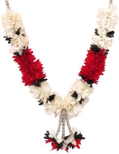सुजआर्ता Garland, Beautiful Small Size ( Pink ) 14 Inch each side, Garland for Photos बहुरंगी जैस्मिन नक़ली फूल