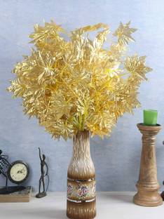 well art gallery Artificial Maple for Wedding Party Decor Artificial Plant (4pec, Gold, 60cm) Artificial Plant