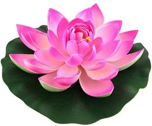 Aakriti Artificial Floating Lotus Flowers with Rubber Leaf Pink Lotus Artificial Flower