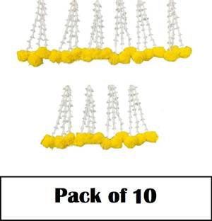 SHREYA-FASHION Tassel for Stage Decoration, Indian Wedding Haldi Marigold Lilly Tassel Hangings Yellow, White Lily, Marigold Artificial Flower