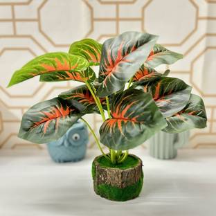 Dekorly Wooden Potted Plants Indoor Artificial Silk Plants Decor for Home Table Office Bonsai Wild Artificial Plant  with Pot