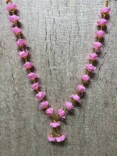 CROWN NIMREET Artificial Foam Flower Garland for Photo Frame and God Idol Pink Rose Artificial Flower