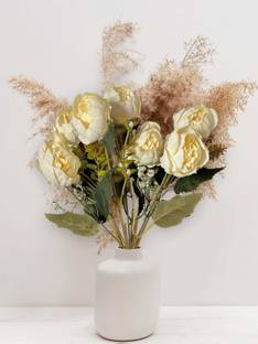 Artsy Artificial Flowers for decoration peony rose flower bunch for vase/pot Brown Peony Artificial Flower