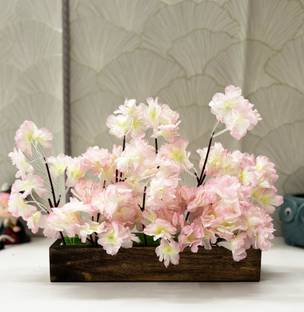 Dekorly Pink Cherry Blossom Artificial Flower  with Pot