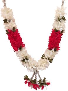 SujArta Garland, Premium 14 Inch each side (SMALL), Artificial Red Jasmine for Photos, Red Jasmine Artificial Flower