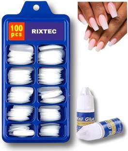 RIXTEC Nair Art (100 Pieces Nails With Glue) White