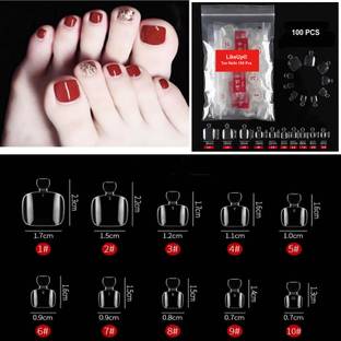 LikeUp Professional Clear Full Cover Beautiful Design Toe Nails For Nail art Decoration Clear/Transparent