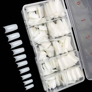 CartKing 500 Pcs Acrylic Nail Tips with Box, 10g Nail Glue & Banana Nail File Set NA