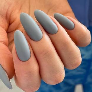 BOZLIN Press On Nails, Press On Manicure 24 Pcs Artificial Nail Jelly Glue on Nails (Grey)