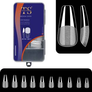 THR3E STROKES Soft Gel Nail Tips | Artificial Nails Medium Coffin False Nails Extension Set Full Cover Soft Nail Tips | Nail Salons DIY Nail Art with Box