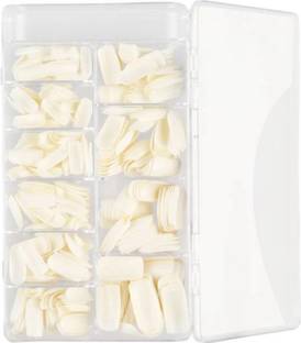 SKINPLUS Nail Tips,500pcs Acrylic False Nails Long Square Fake Nail Tips, 10 Sizes White
