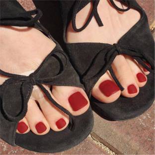 NTI 24 PC/Set NATURAL TOE Reusable Artificial Nail/Nails with glue sticker ( Red )