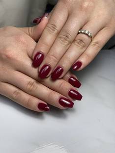 FWS Fashionworldshop Glossy Maroon Plain Color Fake Bridal Nails Coffin Maroon