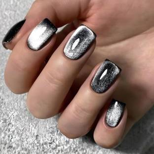 NAKHI Reusable Artificial Fake Nail Set | Lightweight & Long Lasting silver