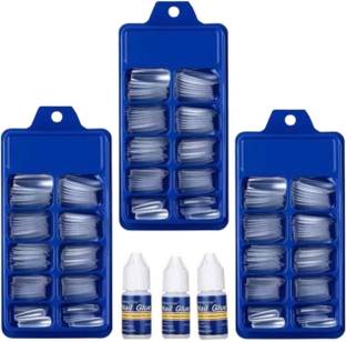 Ashyra Transparent Artificial Nail 300pcs Fake acrylic Nail Tips With glue Transparent Transparent