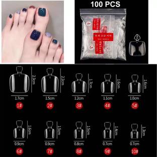 LikeUp Transparent/Clear 100PCS False Nails Artificial Clear DIY False Toe Nails Transparent