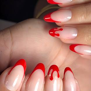 Shhagan Red French False Nail with Application Kit 3000 Red, Multicolor