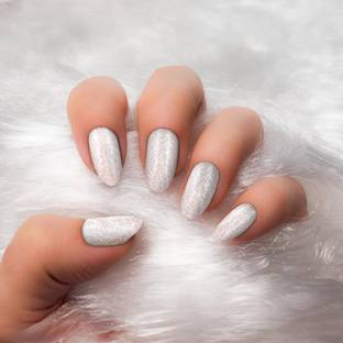 Bella Monza Women Artificial Nails Kit with Glue 24 PCS of Stick on Nails Glitter Skin