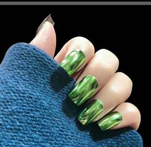 business venture 18 PC/Set Reusable GREEN MIRROR EFFECT Artificial Nail/Nails with glue GREEN