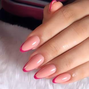 Shhagan Pink Designer French False Nail with Application Kit 3012 Multicolor