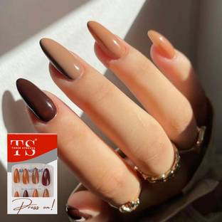 THR3E STROKES Press on Nails 24pcs Fake Artificial Nails with Gluetabs Application Kit (PN15) Includes 24 Nails, 1sheet Gluetabs,1 Alcohol Wipe,1 Manicure Stick, 1 Mini Filer