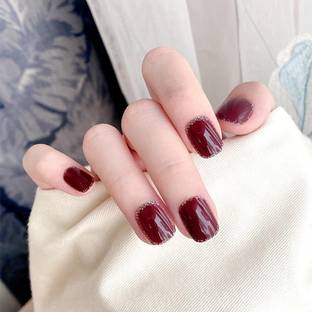 KILLFE Artificial Reusable Nails 24Pcs Set With Glue & 1 Sheet Double-side Glue Sticker Red