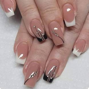 NAKHI 24 Reusable Artificial Fake Nail Set | Lightweight & Long Lasting peach_dia