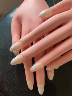 business venture 18 PC/Set Designer Reusable Artificial Nail/Nails with glue. Nail extension tips natural, white