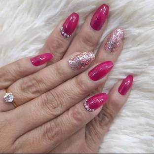 FWS Fashionworldshop Glossy Pink with Glitter Shape Coffin Pink