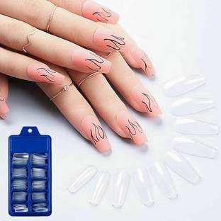 NADJA Transparent Artificial Nail Set of 100 with Nail Glue Transparent