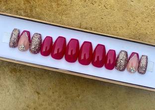 AMOK STORE shinny nail set handmade design artificial nail tip Multicolor