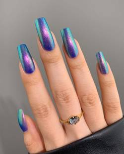 Shhagan Illusionist Cat Eye Blue Artificial Designer Fake Press-on-nails glue 480 Multicolor