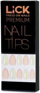 Lick - Press on Nails Stilettos Shape Chromatic Acrylic Artificial/False Nails With Application Kit Glossy Chromatic Pink and White